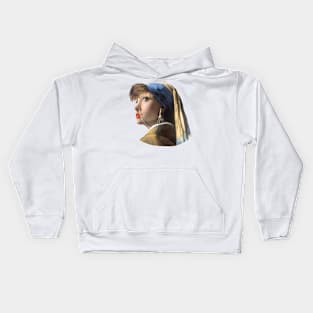 Modern Girl with a Pearl Earring Kids Hoodie